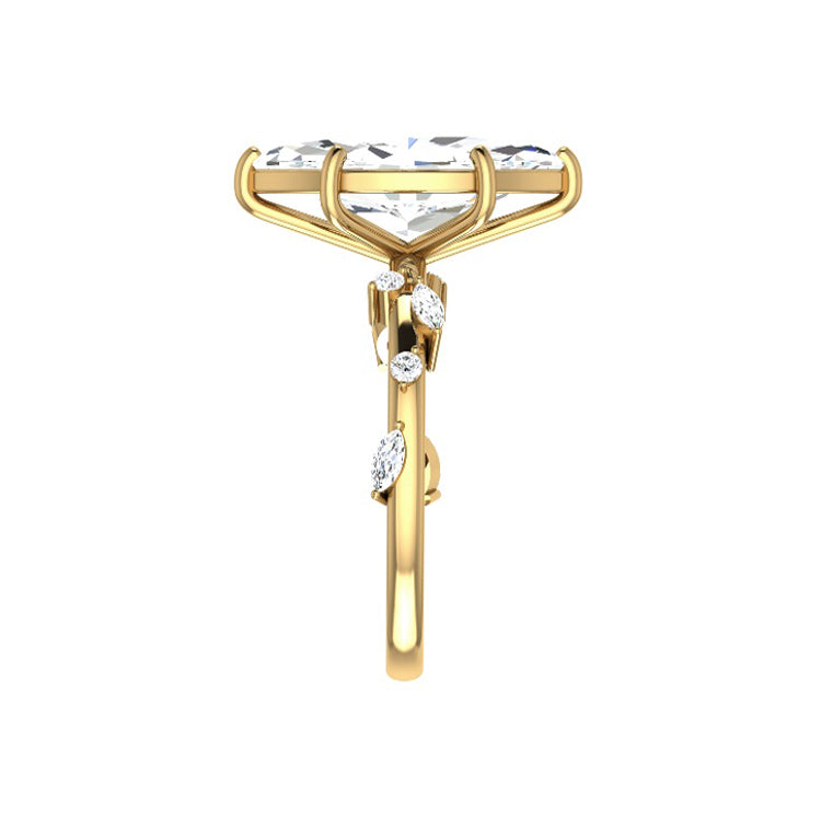 Marquise Shaped Three Stone Lab Grown Diamond Engagement Ring