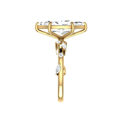 Marquise Shaped Three Stone Lab Grown Diamond Engagement Ring