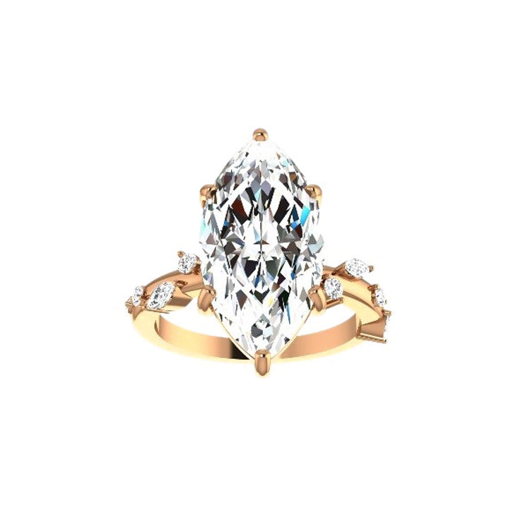 Marquise Shaped Three Stone Lab Grown Diamond Engagement Ring