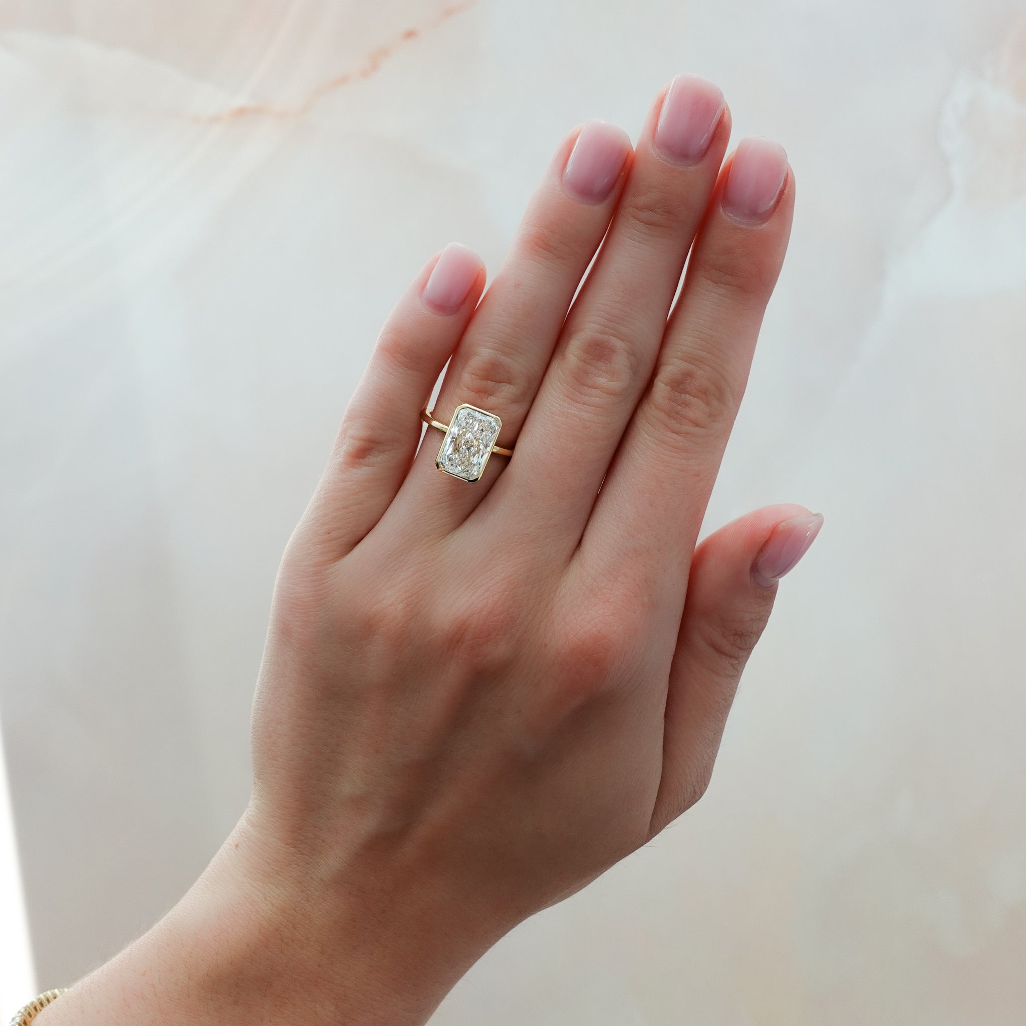 Marquise Shaped Three Stone Lab Grown Diamond Engagement Ring