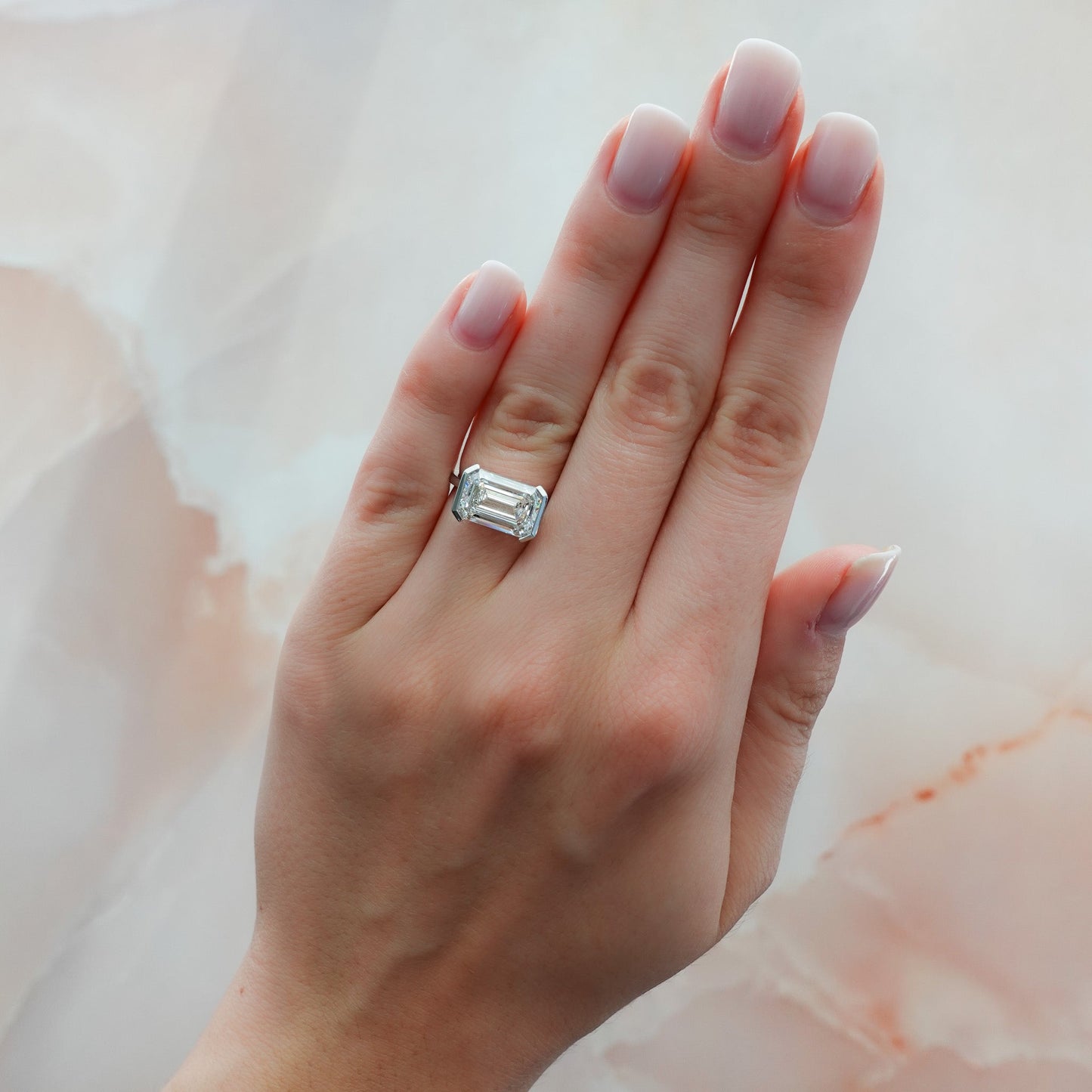 Marquise Shaped Three Stone Lab Grown Diamond Engagement Ring