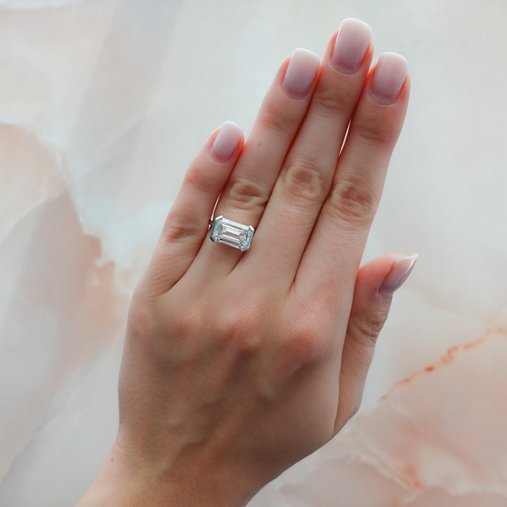 Marquise Shaped Three Stone Lab Grown Diamond Engagement Ring