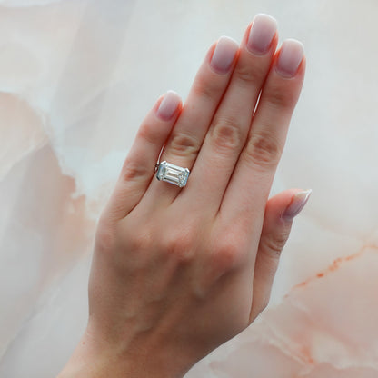 Marquise Shaped Three Stone Lab Grown Diamond Engagement Ring