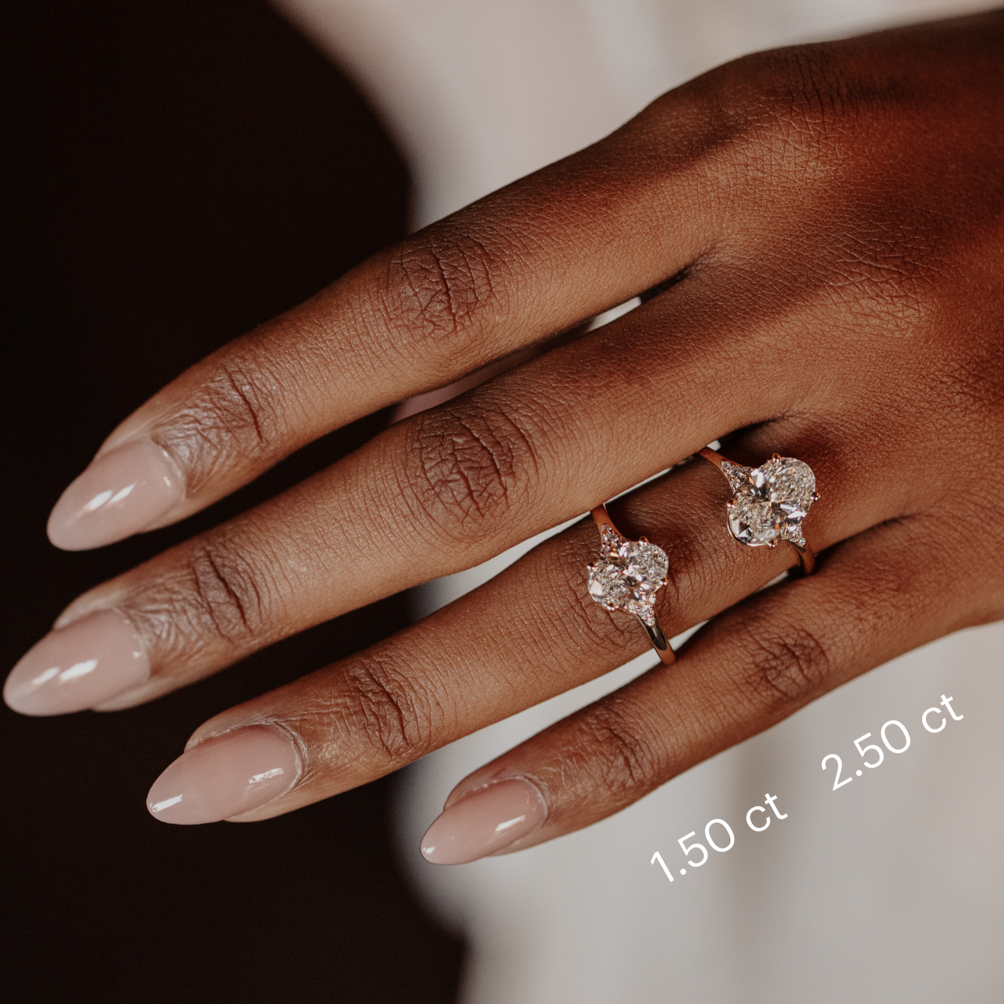 Marquise Shaped Three Stone Lab Grown Diamond Engagement Ring