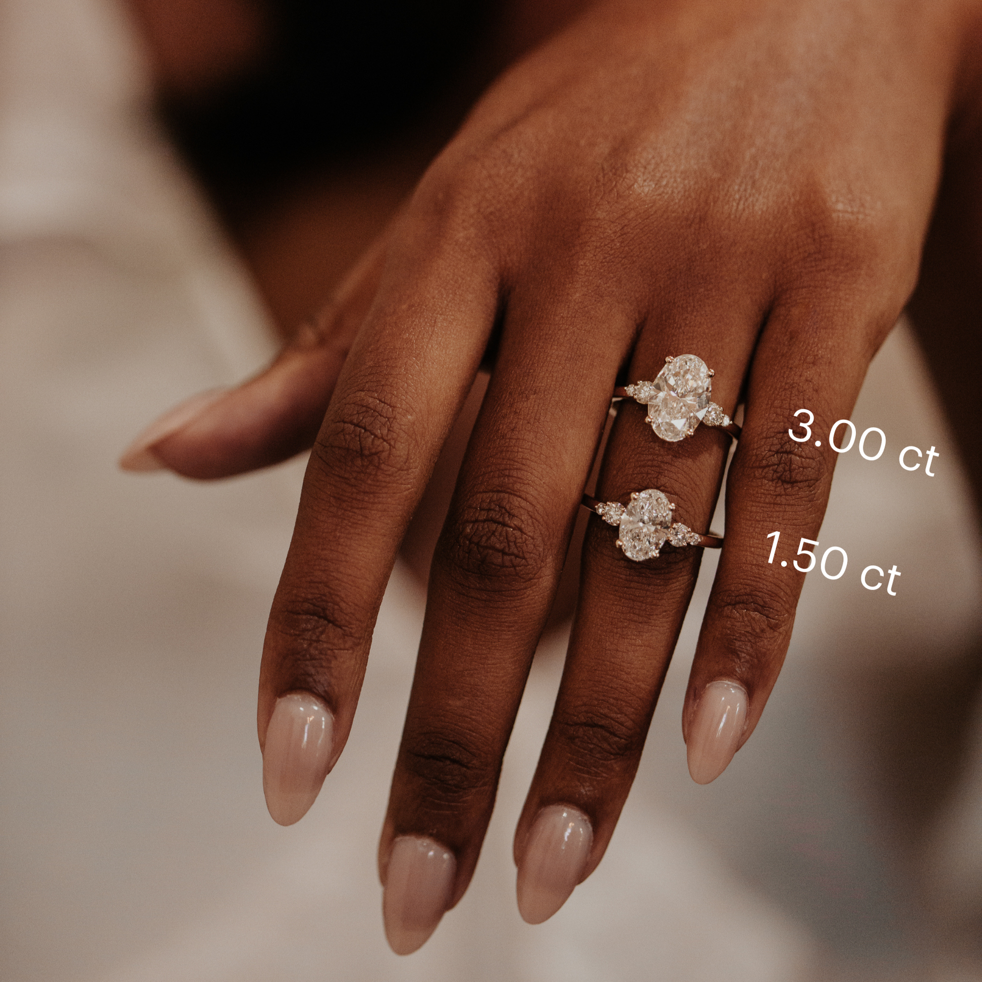 Marquise Shaped Three Stone Lab Grown Diamond Engagement Ring