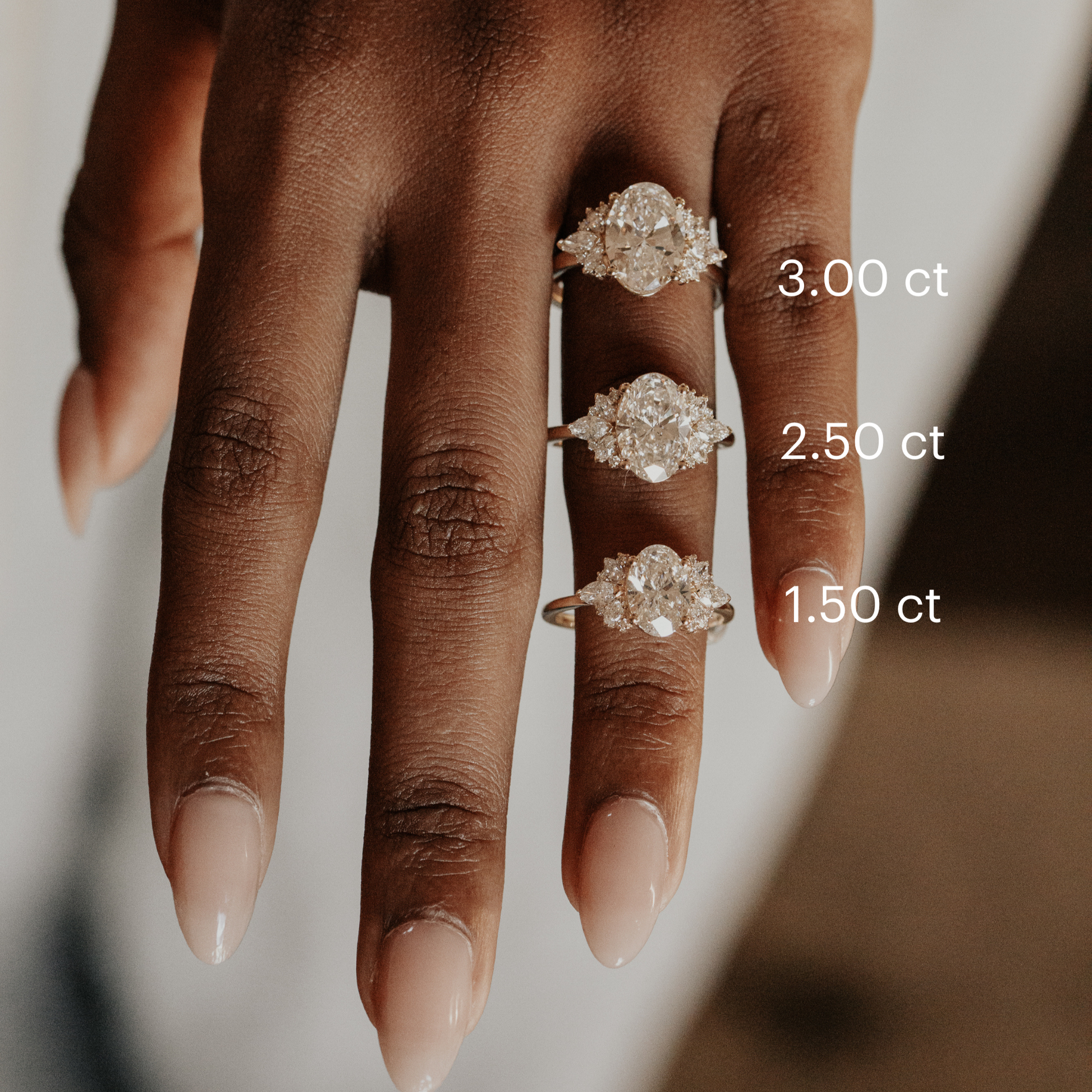 Marquise Shaped Three Stone Lab Grown Diamond Engagement Ring