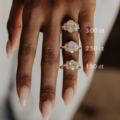 Marquise Shaped Three Stone Lab Grown Diamond Engagement Ring