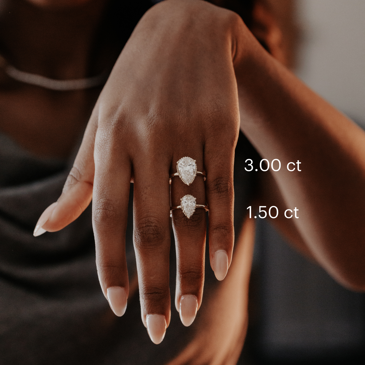 Marquise Shaped Three Stone Lab Grown Diamond Engagement Ring