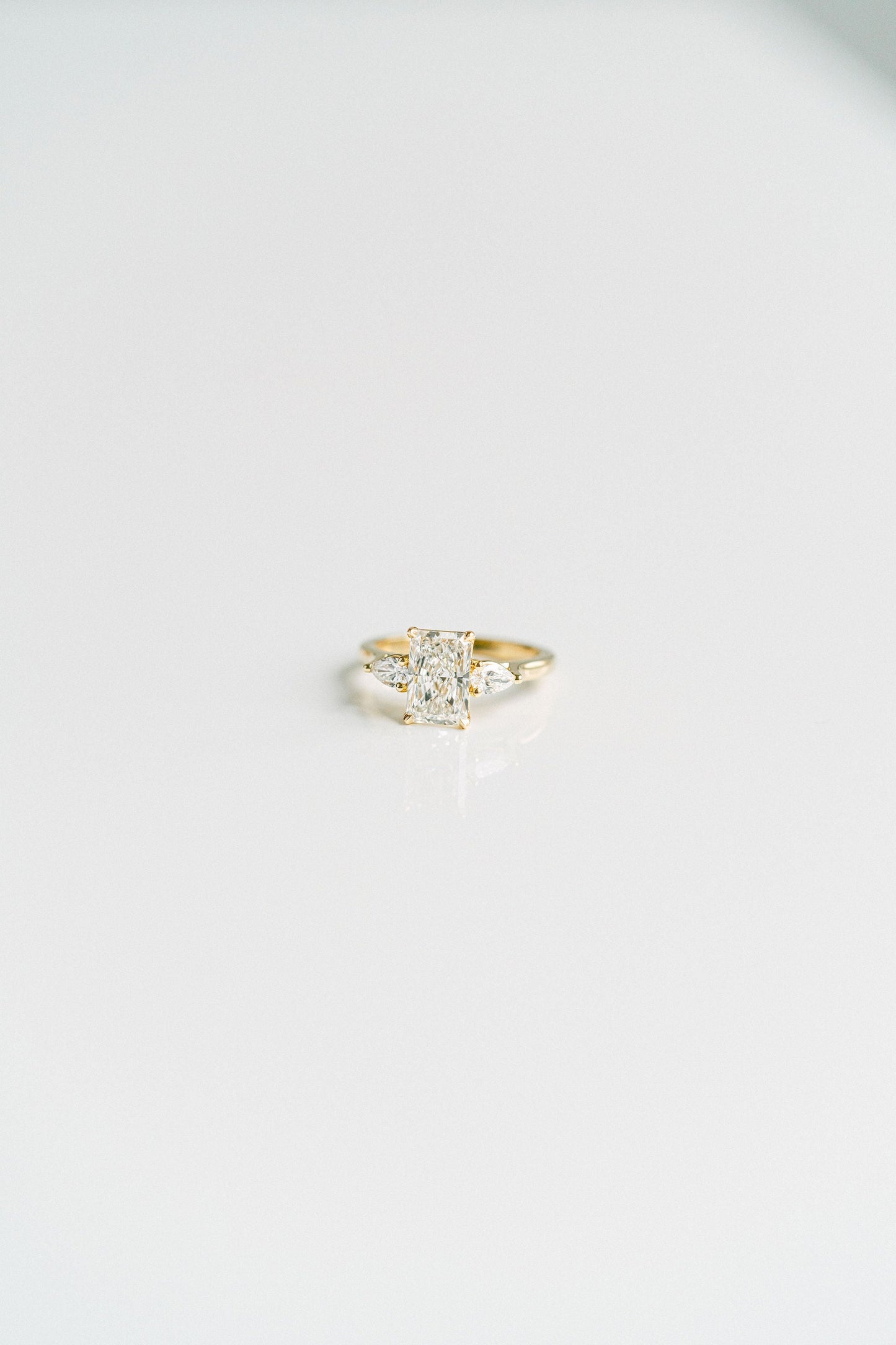 Marquise Shaped Three Stone Lab Grown Diamond Engagement Ring