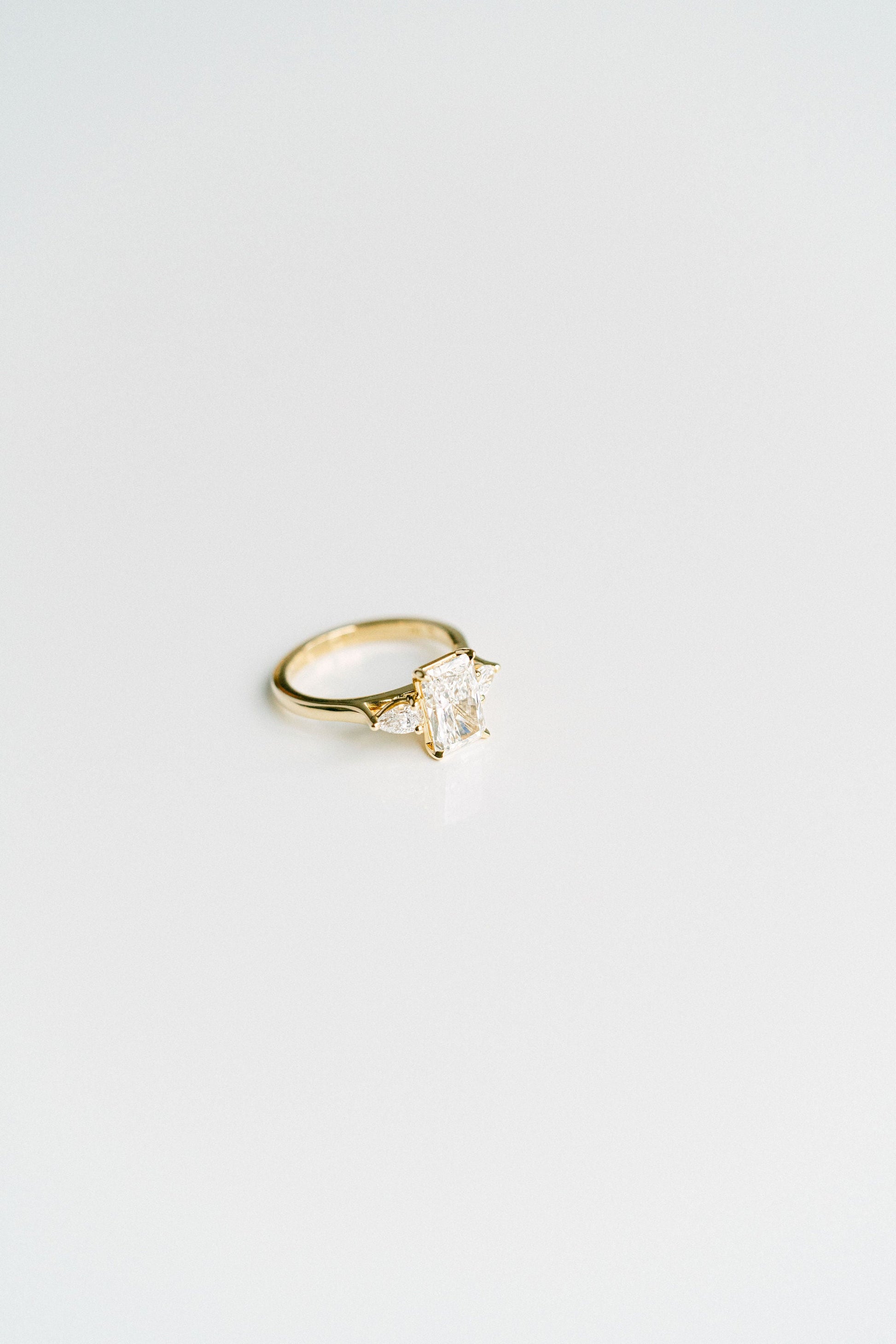 Marquise Shaped Three Stone Lab Grown Diamond Engagement Ring