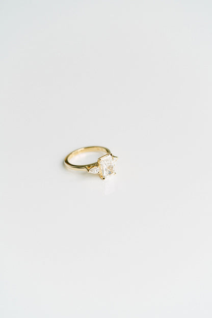 Marquise Shaped Three Stone Lab Grown Diamond Engagement Ring