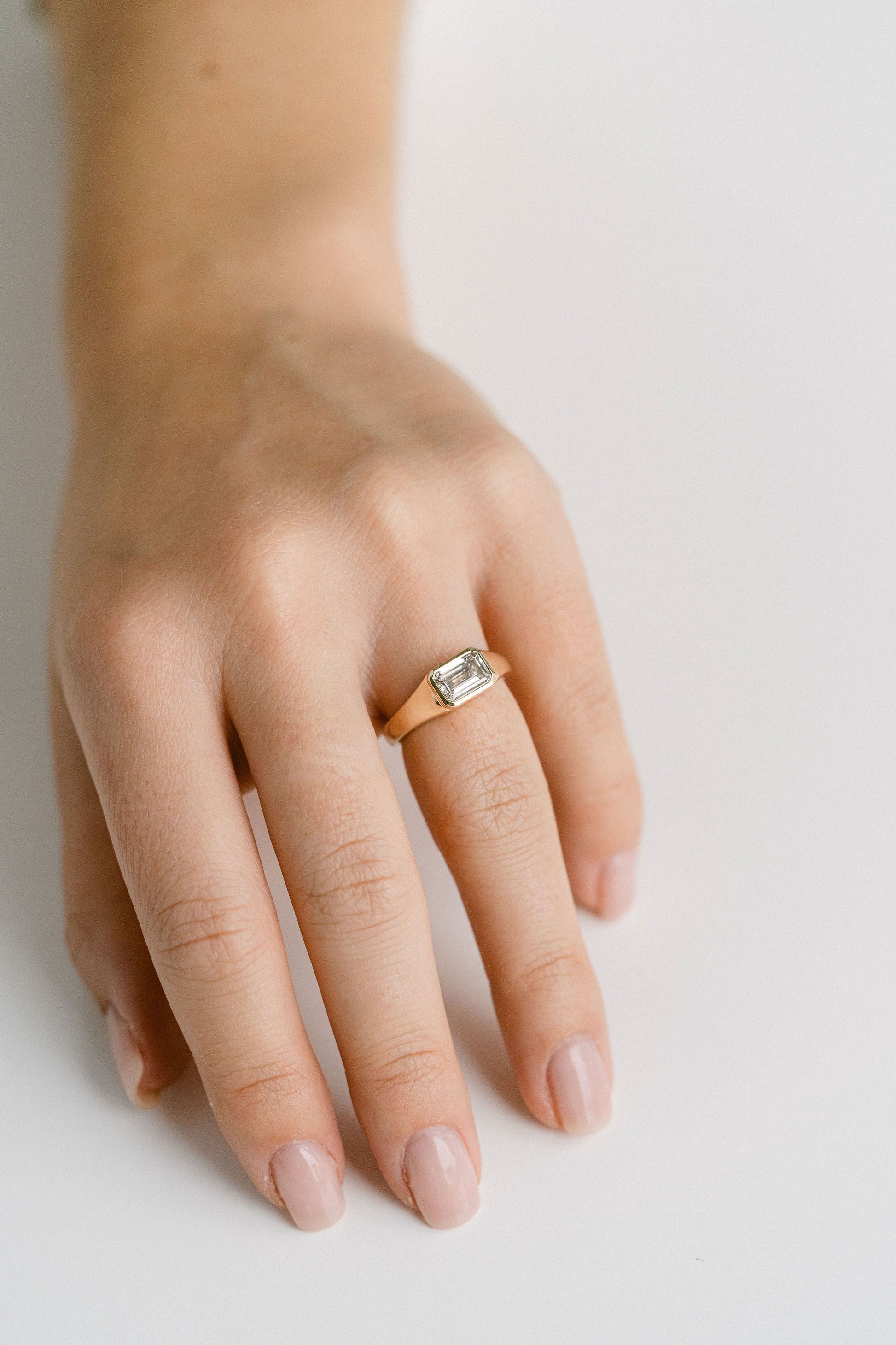 Marquise Shaped Three Stone Lab Grown Diamond Engagement Ring