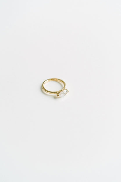 Marquise Shaped Three Stone Lab Grown Diamond Engagement Ring