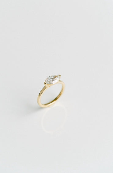 Marquise Shaped Three Stone Lab Grown Diamond Engagement Ring