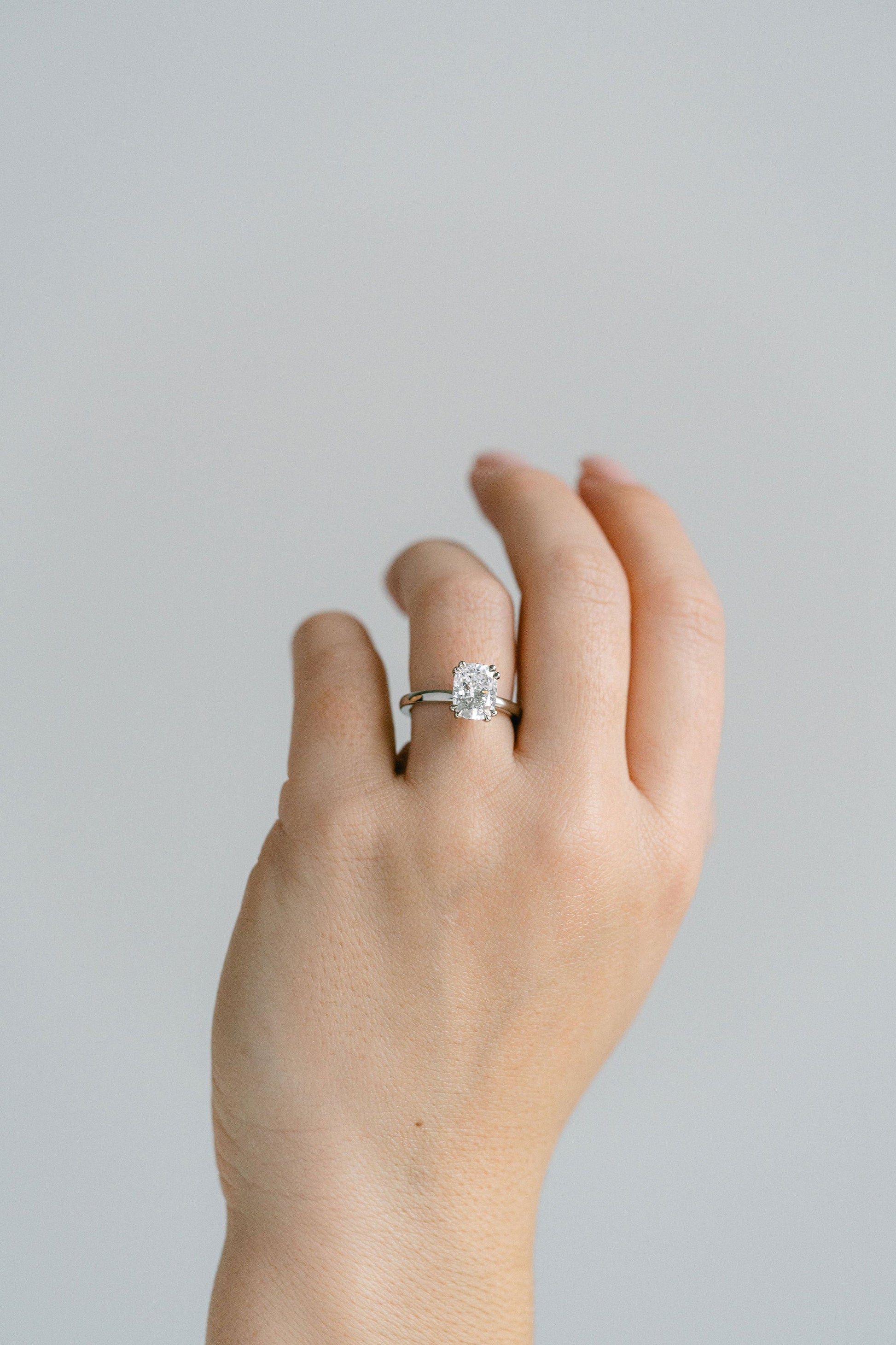 Marquise Shaped Three Stone Lab Grown Diamond Engagement Ring