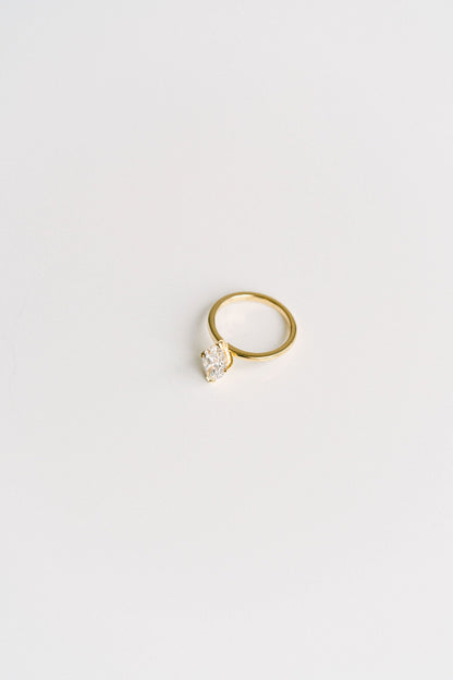 Marquise Shaped Three Stone Lab Grown Diamond Engagement Ring