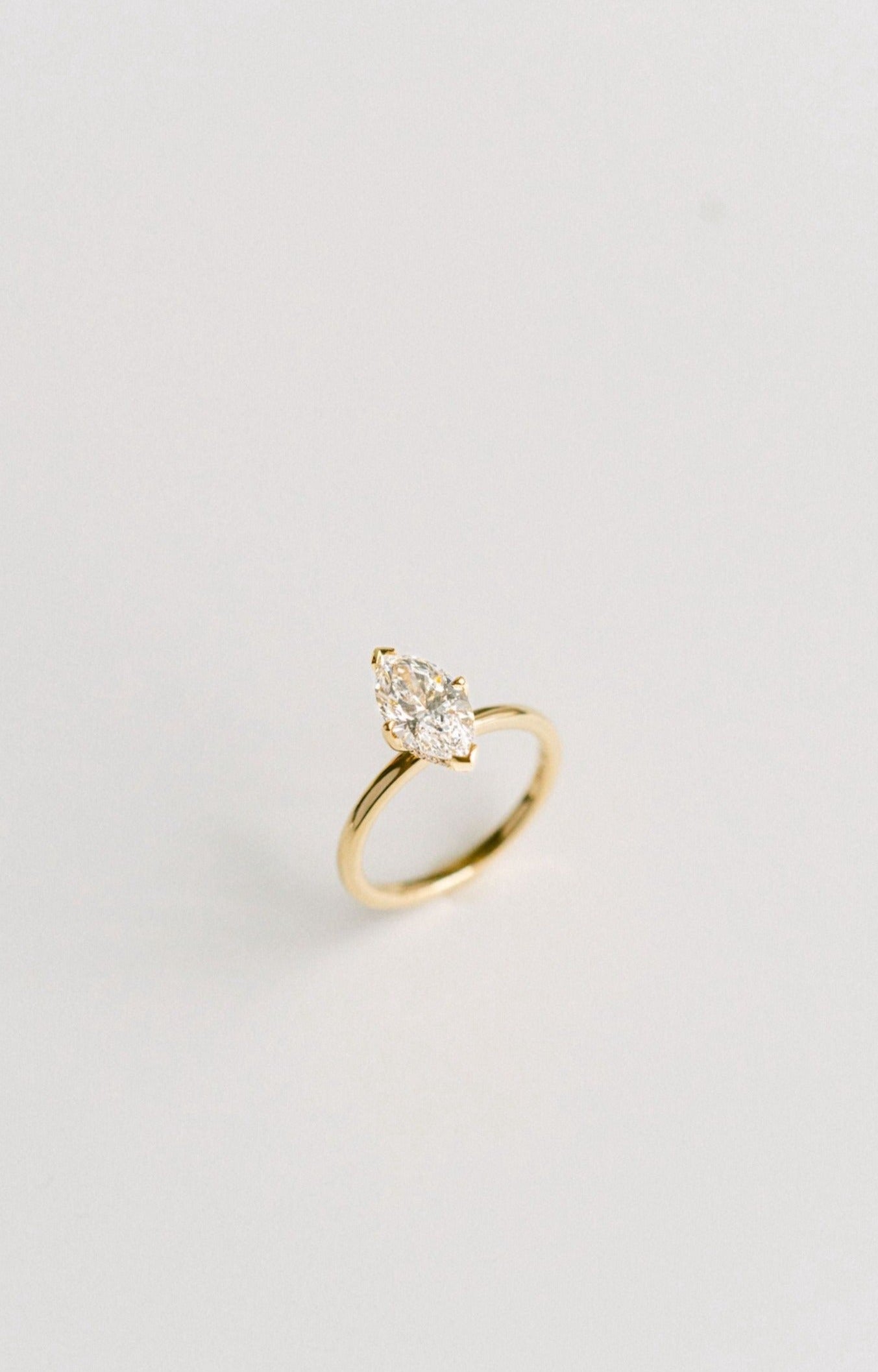 Marquise Shaped Three Stone Lab Grown Diamond Engagement Ring