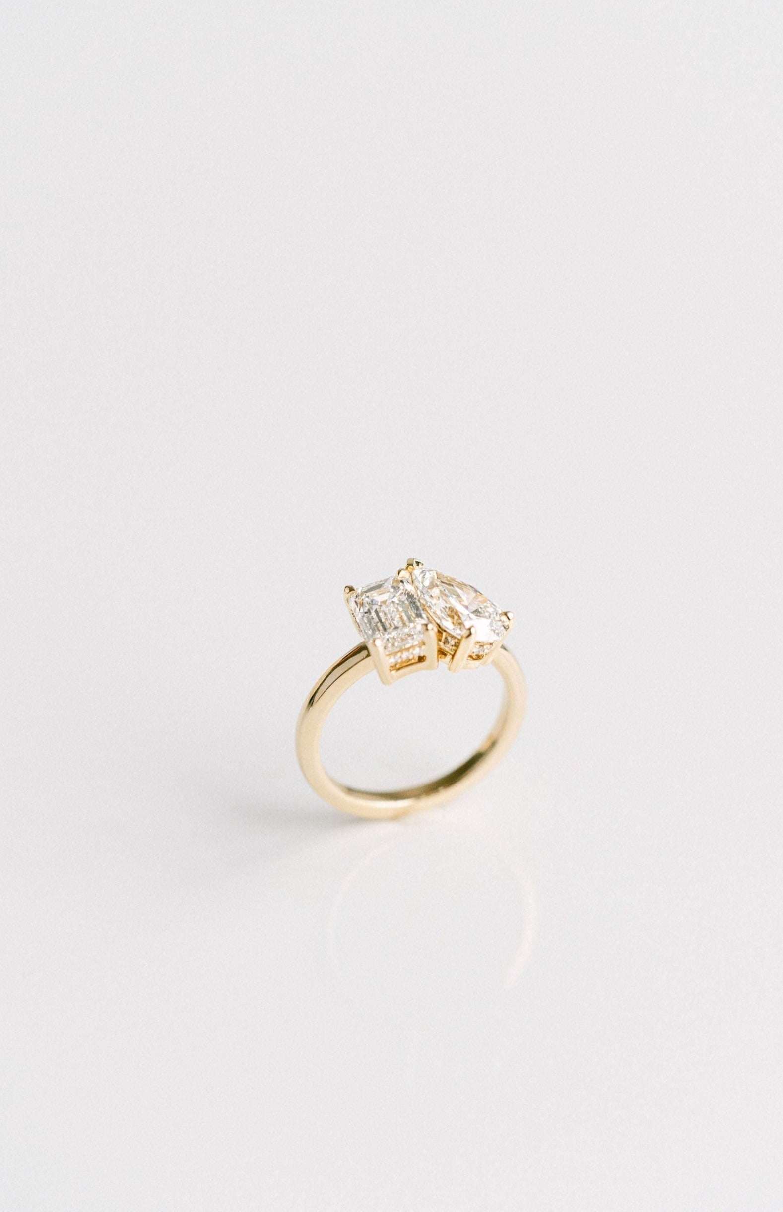 Marquise Shaped Three Stone Lab Grown Diamond Engagement Ring
