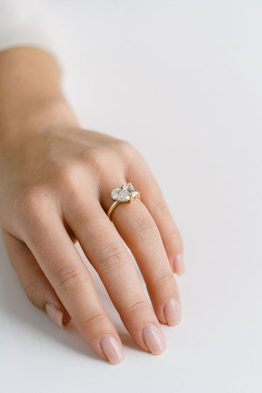 Marquise Shaped Three Stone Lab Grown Diamond Engagement Ring