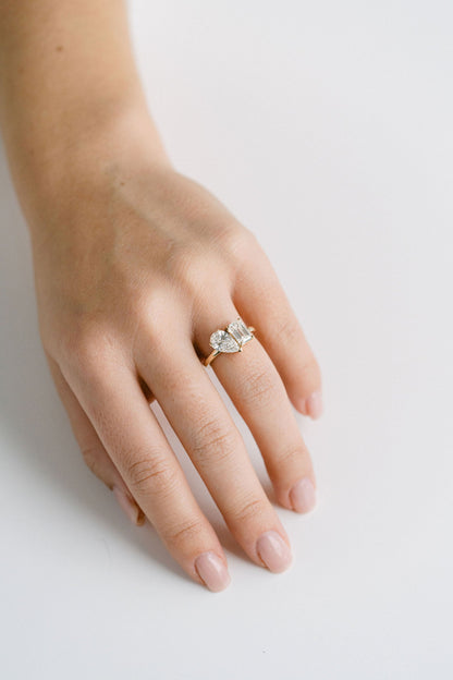 Marquise Shaped Three Stone Lab Grown Diamond Engagement Ring