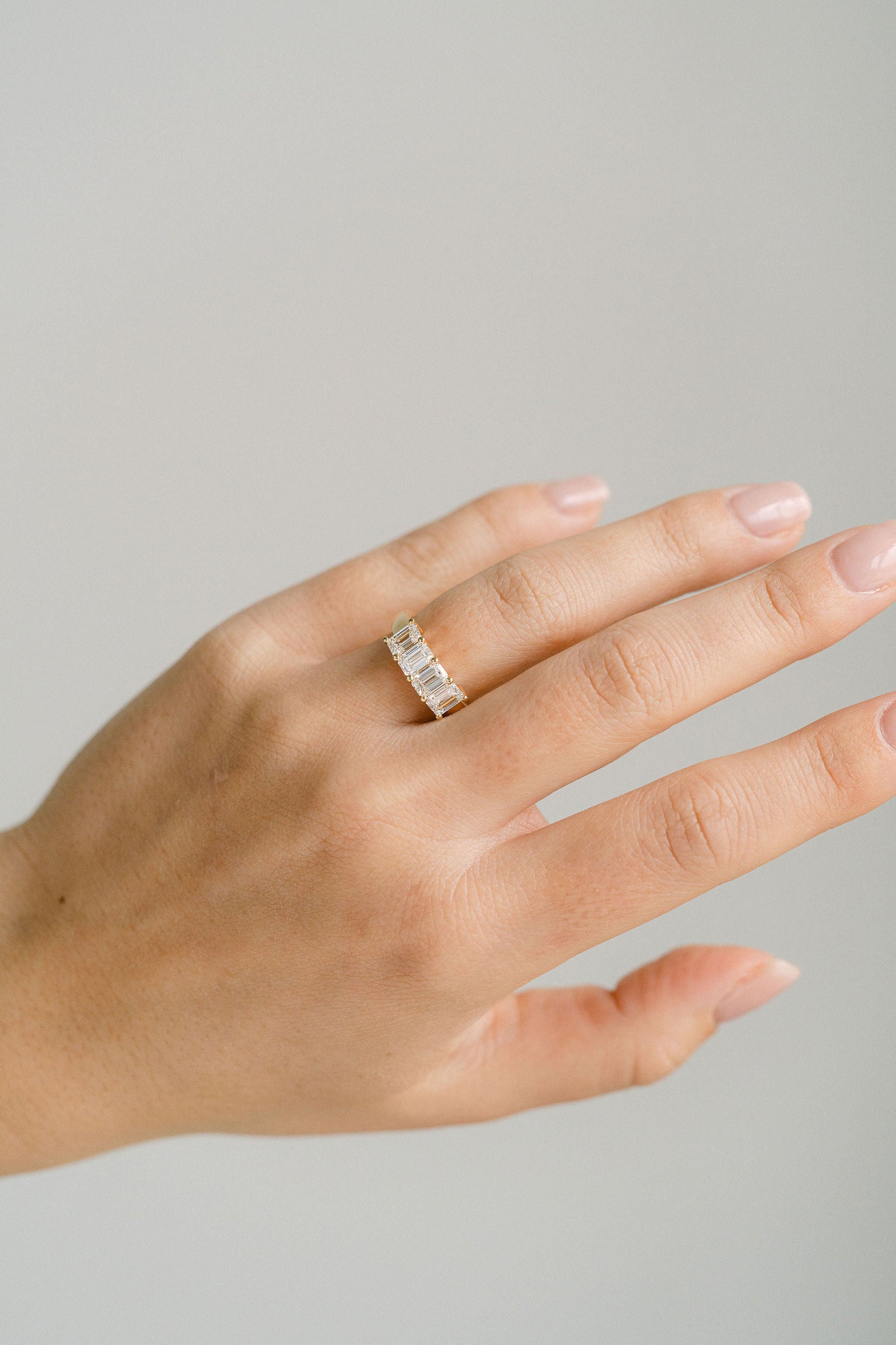 0.25 TCW Round Shaped Half Eternity Lab Grown Diamond Wedding Band