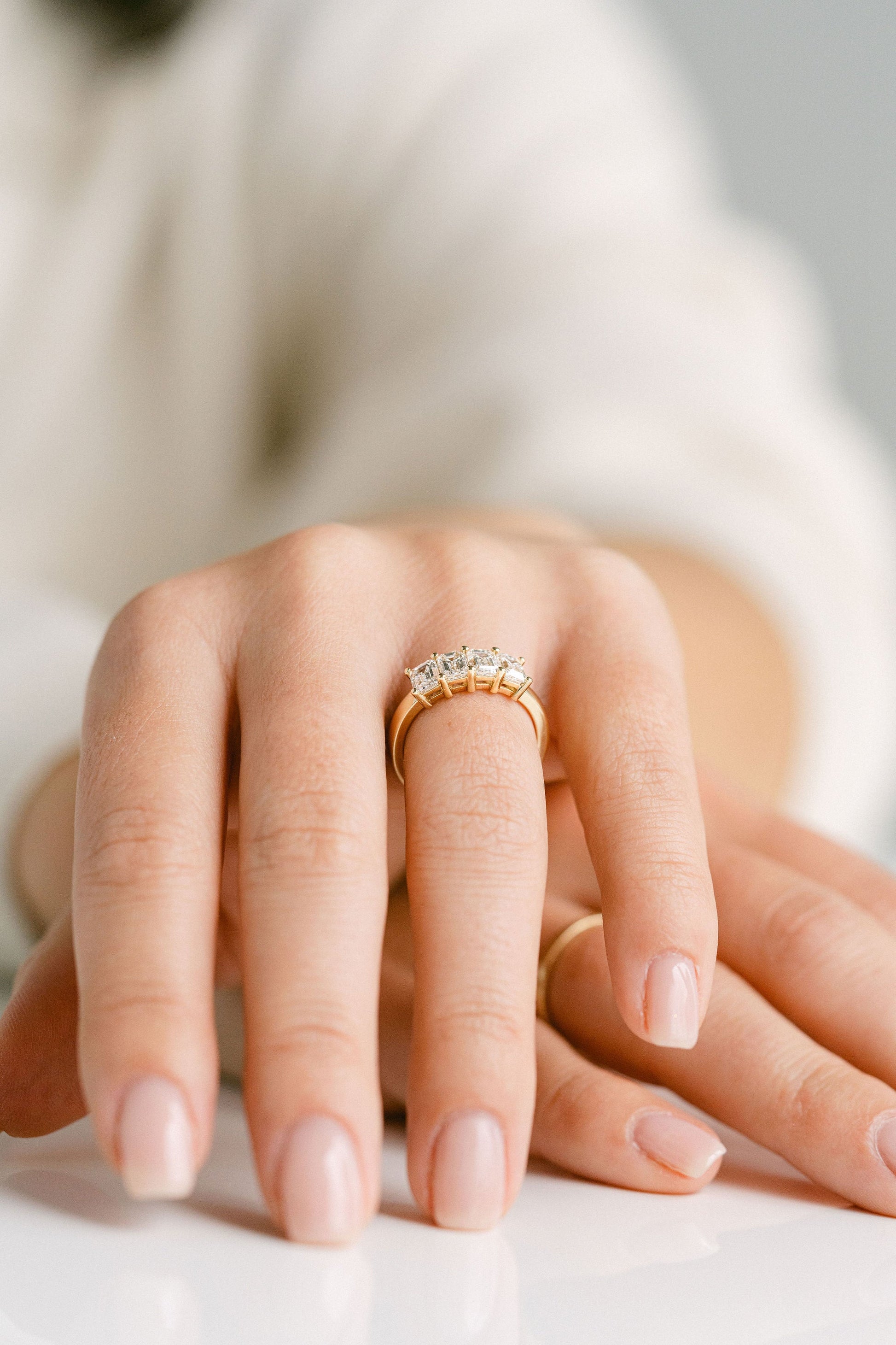 0.25 TCW Round Shaped Half Eternity Lab Grown Diamond Wedding Band