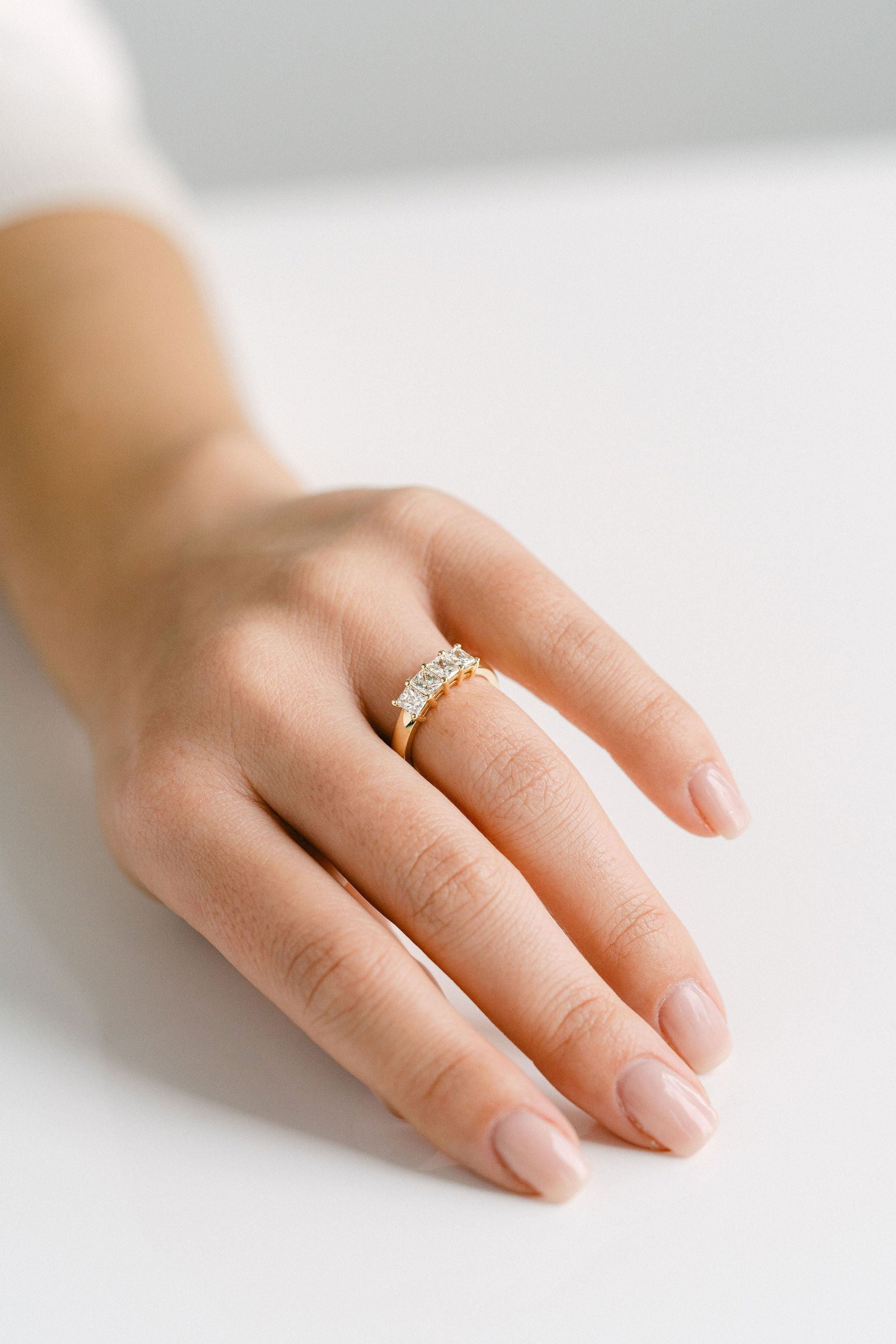 0.25 TCW Round Shaped Half Eternity Lab Grown Diamond Wedding Band