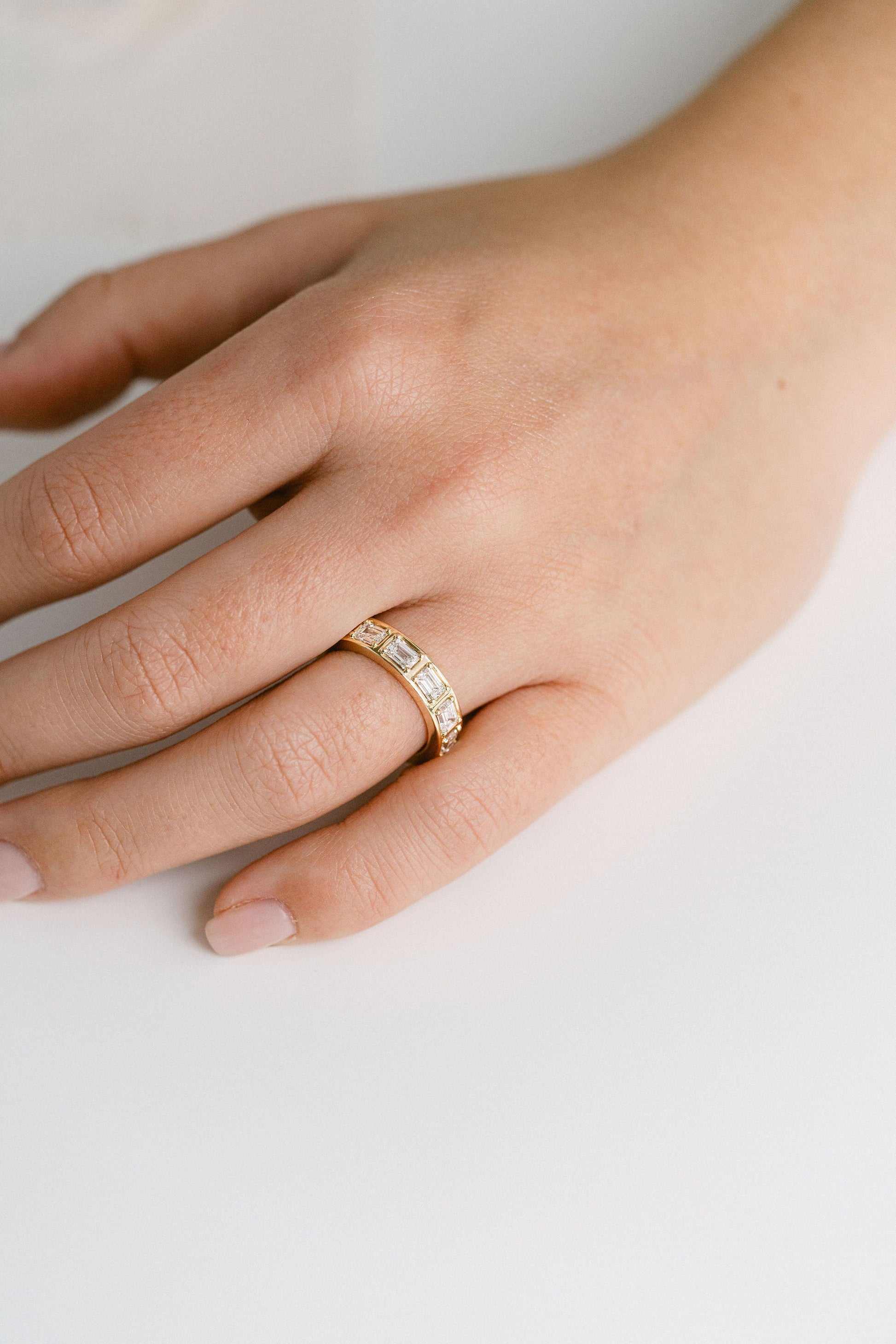 0.25 TCW Round Shaped Half Eternity Lab Grown Diamond Wedding Band