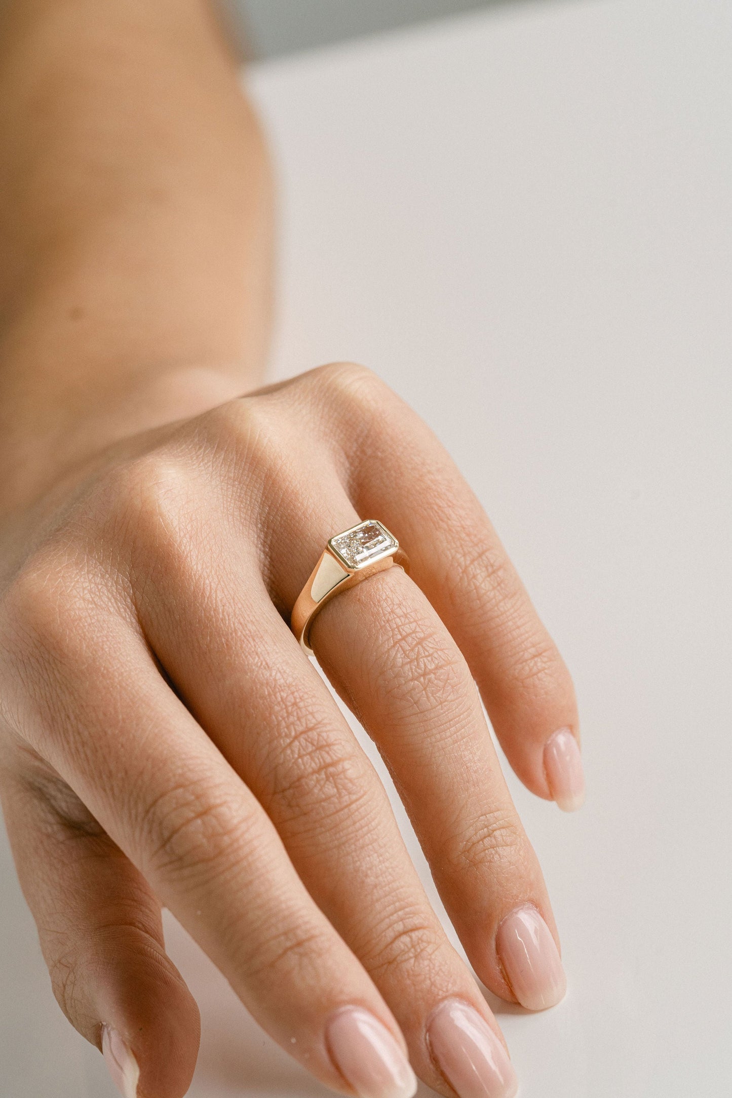 Marquise Shaped Three Stone Lab Grown Diamond Engagement Ring