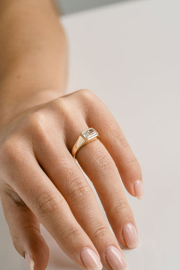 Marquise Shaped Three Stone Lab Grown Diamond Engagement Ring