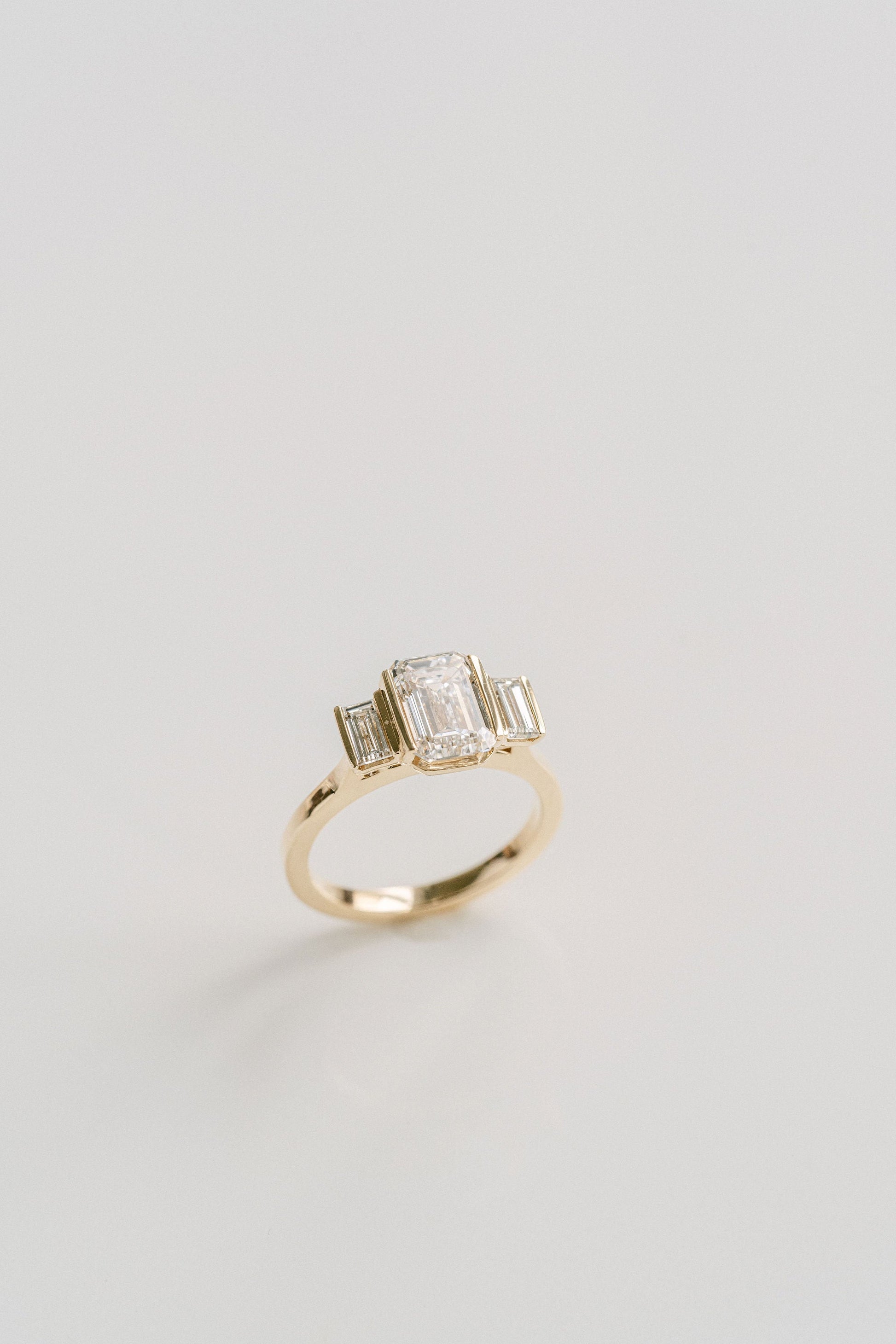 Marquise Shaped Three Stone Lab Grown Diamond Engagement Ring