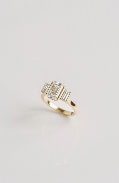 Marquise Shaped Three Stone Lab Grown Diamond Engagement Ring