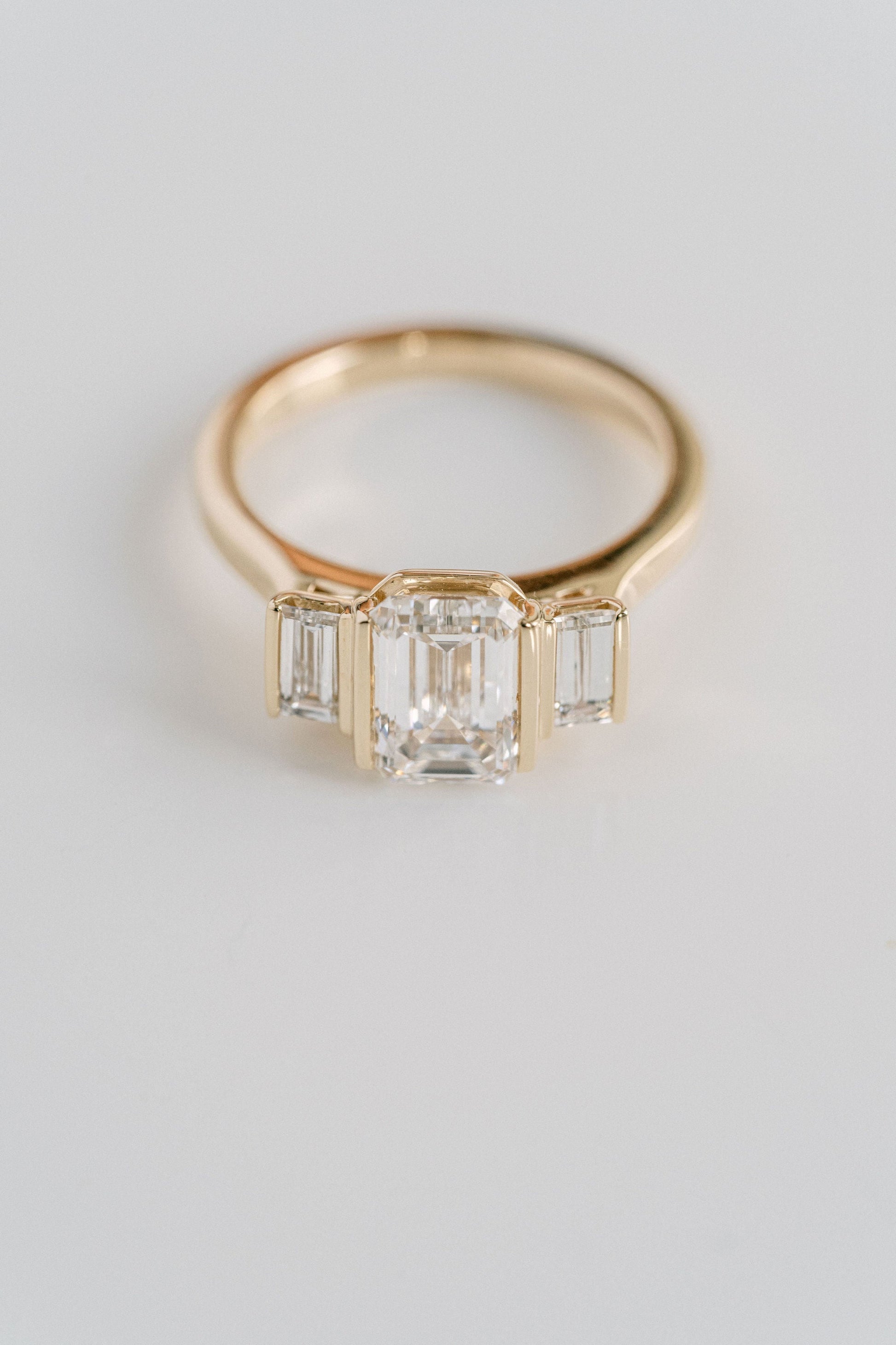 Marquise Shaped Three Stone Lab Grown Diamond Engagement Ring
