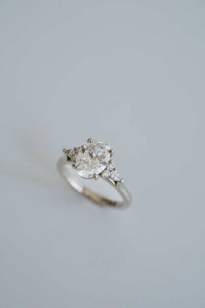 Marquise Shaped Three Stone Lab Grown Diamond Engagement Ring