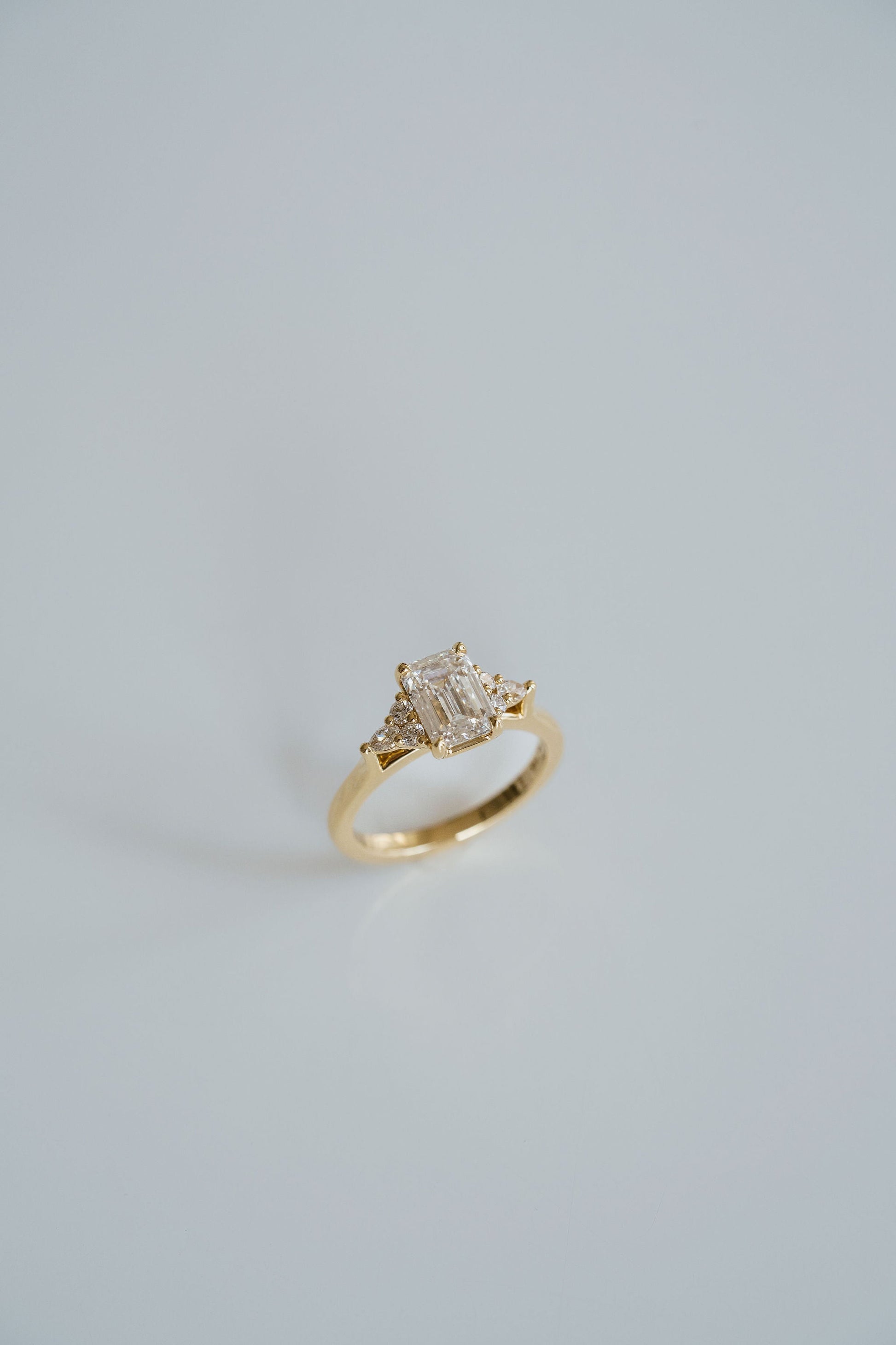 Marquise Shaped Three Stone Lab Grown Diamond Engagement Ring