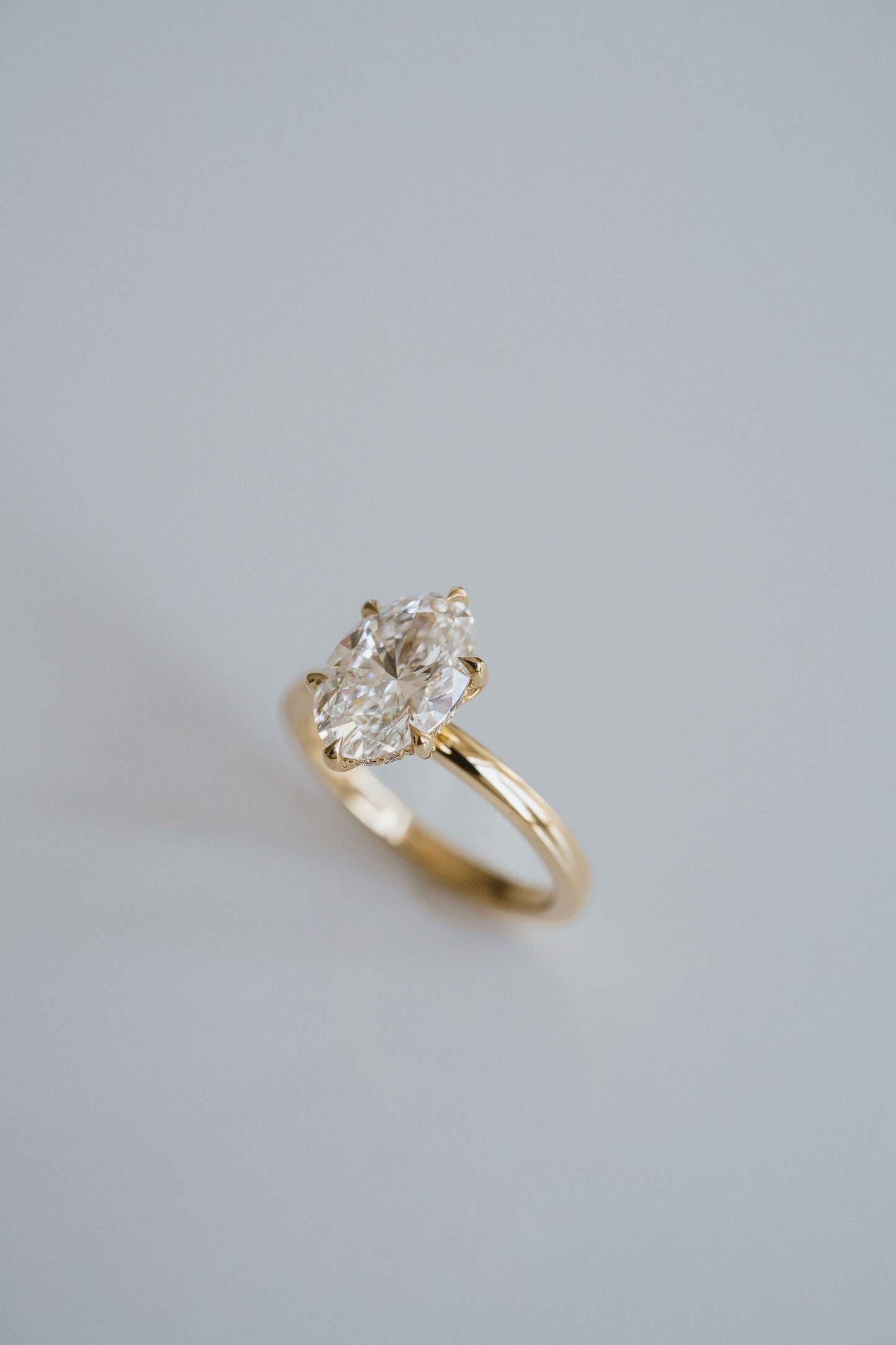 Marquise Shaped Three Stone Lab Grown Diamond Engagement Ring