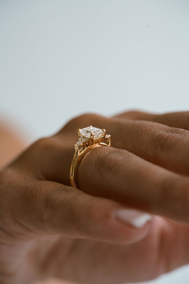 Marquise Shaped Three Stone Lab Grown Diamond Engagement Ring