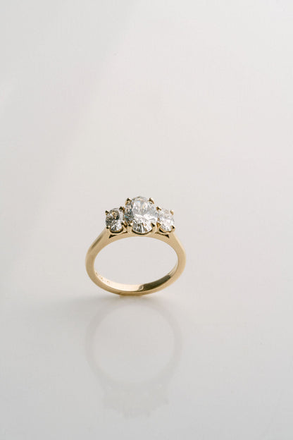 Marquise Shaped Three Stone Lab Grown Diamond Engagement Ring