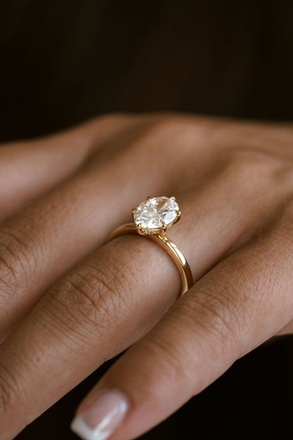 Marquise Shaped Three Stone Lab Grown Diamond Engagement Ring