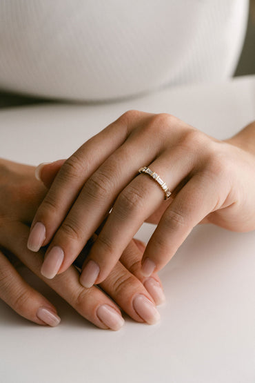 0.25 TCW Round Shaped Half Eternity Lab Grown Diamond Wedding Band