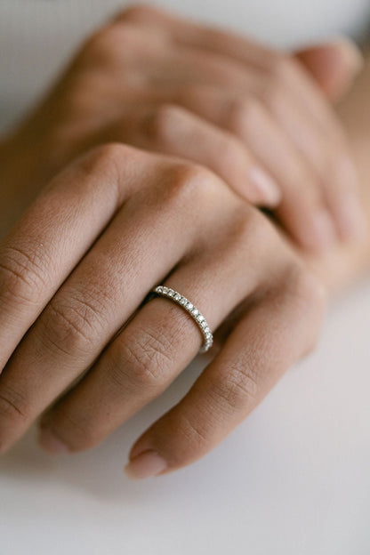 0.25 TCW Round Shaped Half Eternity Lab Grown Diamond Wedding Band