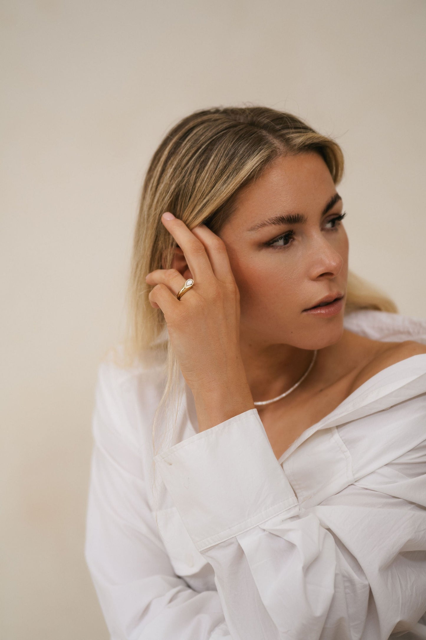 Marquise Shaped Three Stone Lab Grown Diamond Engagement Ring