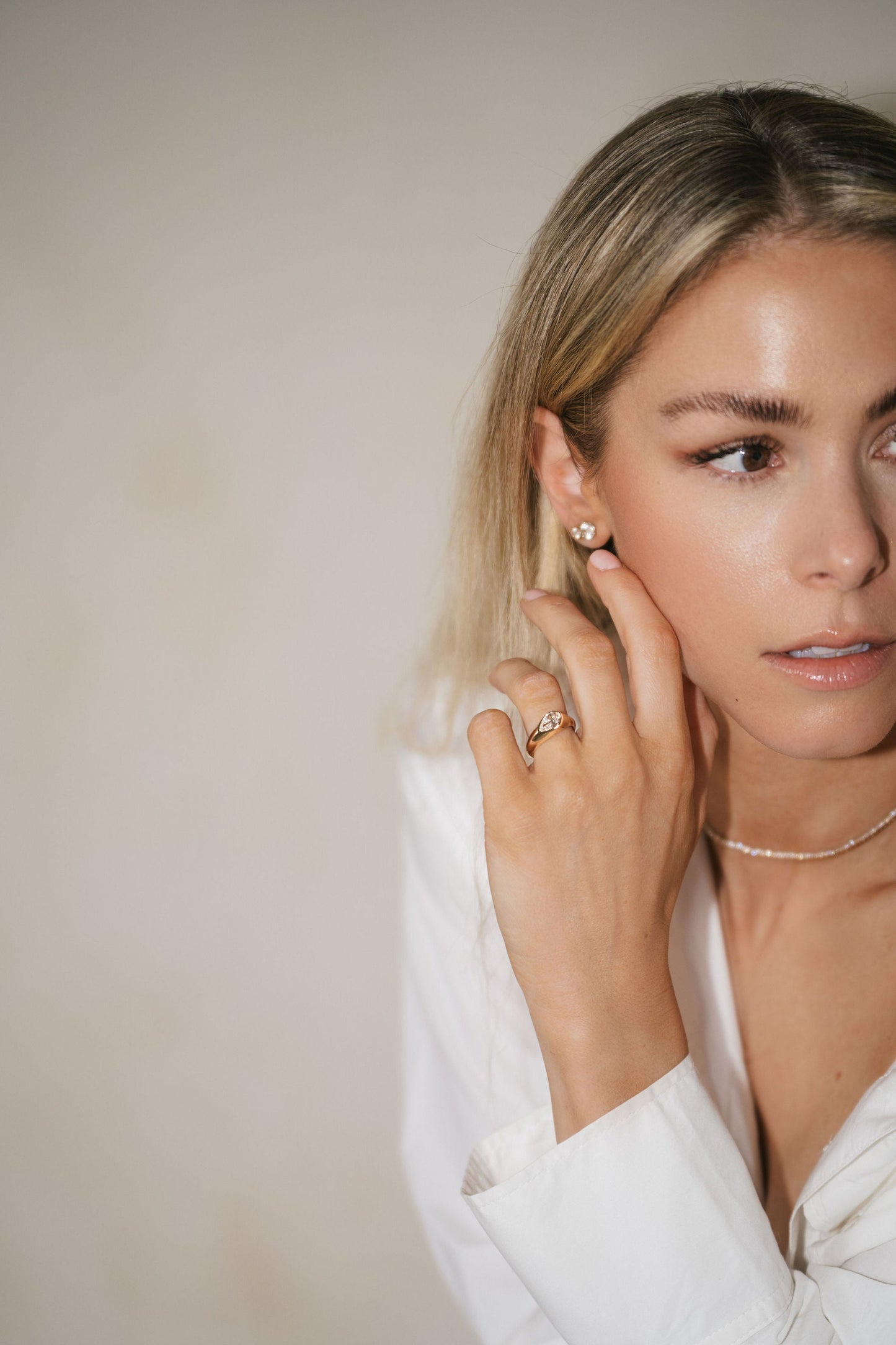 Marquise Shaped Three Stone Lab Grown Diamond Engagement Ring