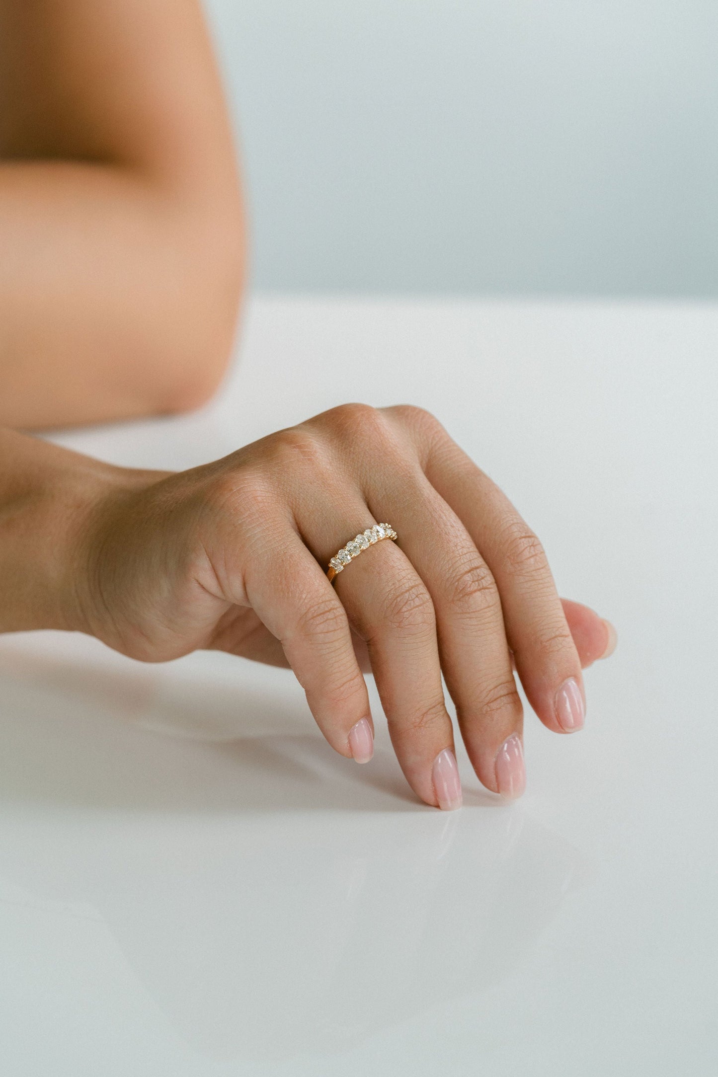 0.25 TCW Round Shaped Half Eternity Lab Grown Diamond Wedding Band