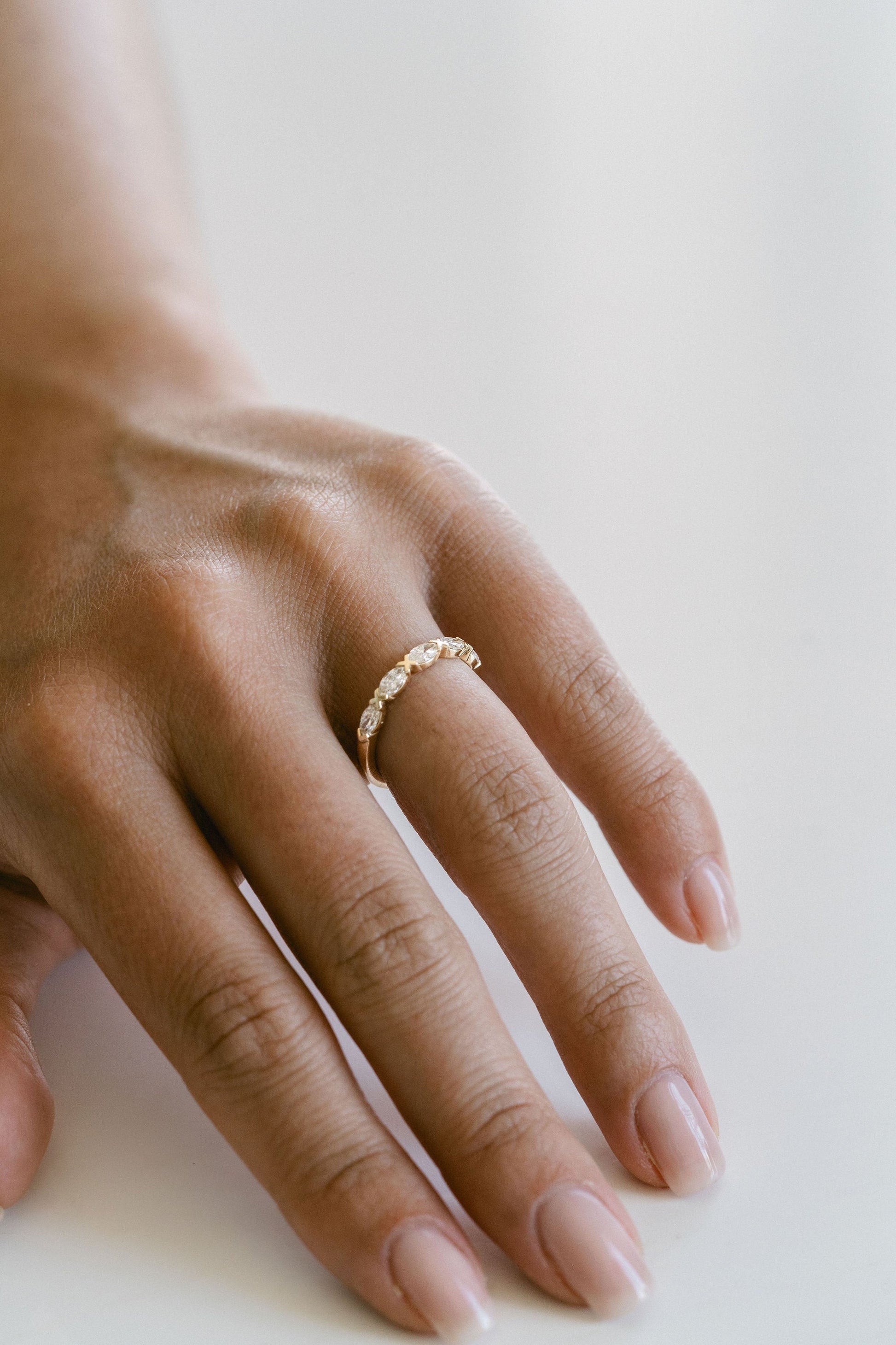 0.25 TCW Round Shaped Half Eternity Lab Grown Diamond Wedding Band