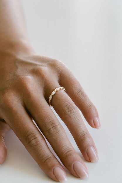 0.25 TCW Round Shaped Half Eternity Lab Grown Diamond Wedding Band