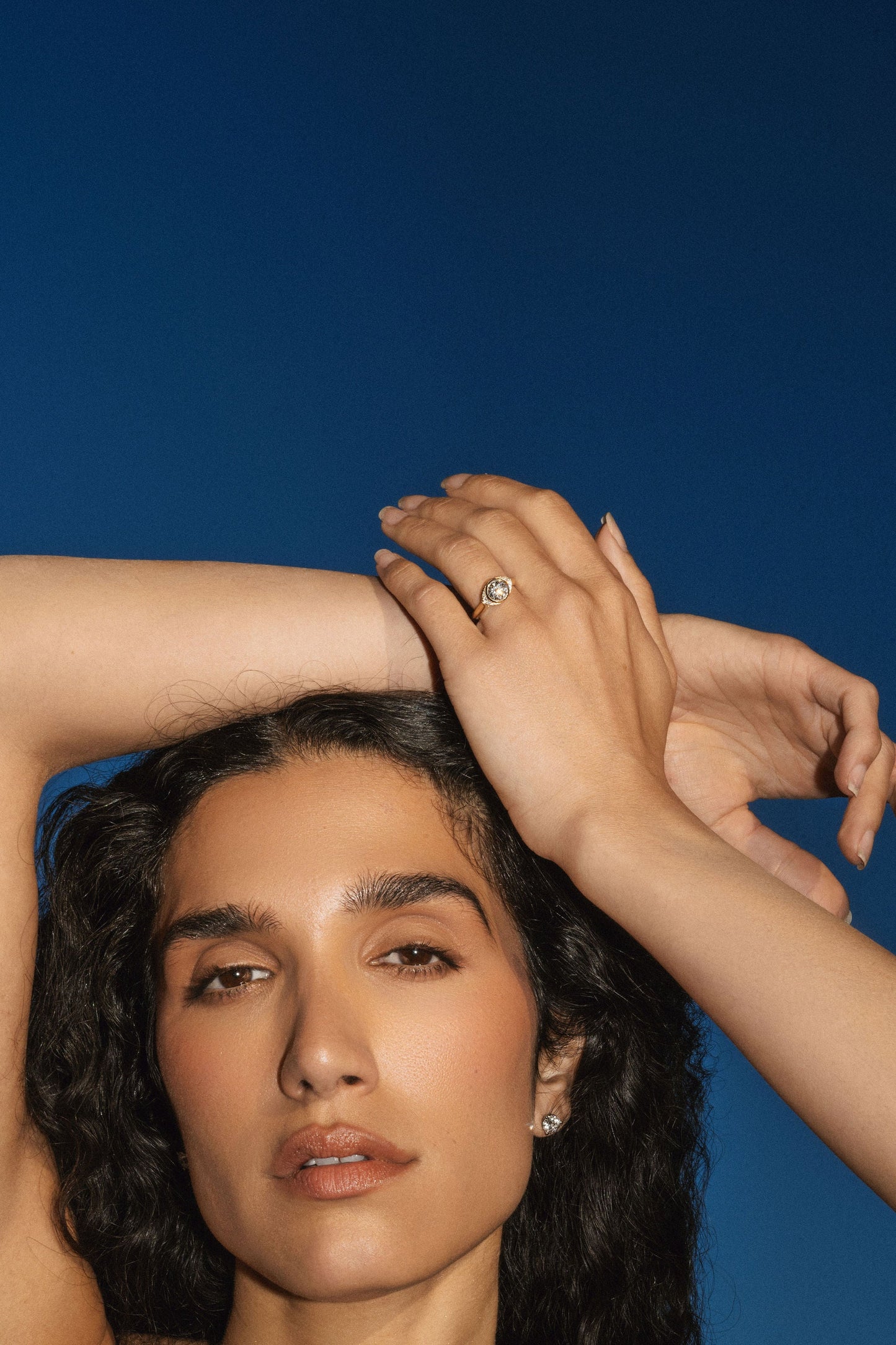 Marquise Shaped Three Stone Lab Grown Diamond Engagement Ring