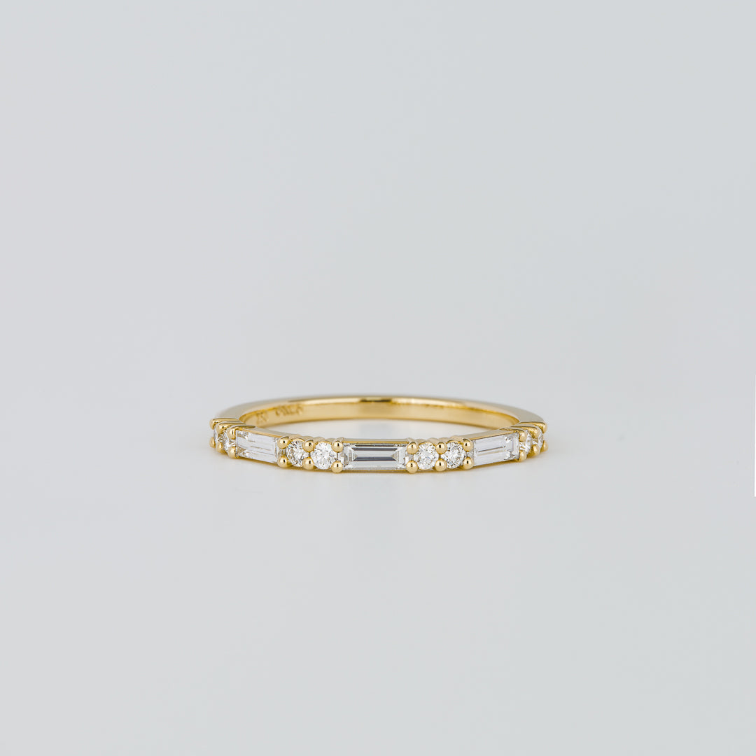 0.30 TCW Round & Baguette Stones Half Eternity Lab Grown Diamond Wedding Band