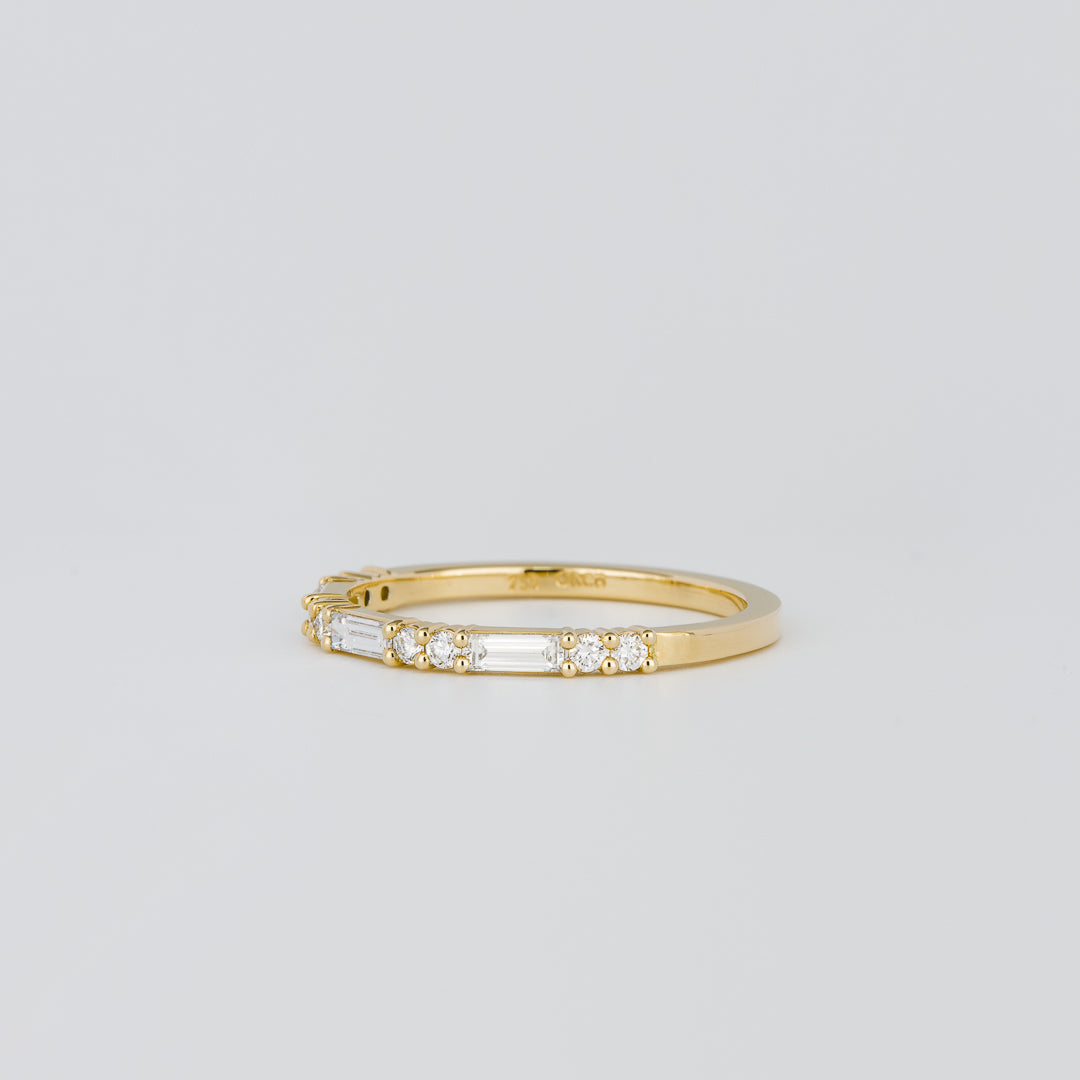 0.30 TCW Round & Baguette Stones Half Eternity Lab Grown Diamond Wedding Band