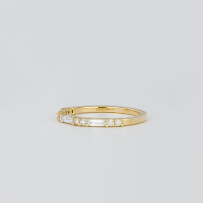 0.30 TCW Round & Baguette Stones Half Eternity Lab Grown Diamond Wedding Band